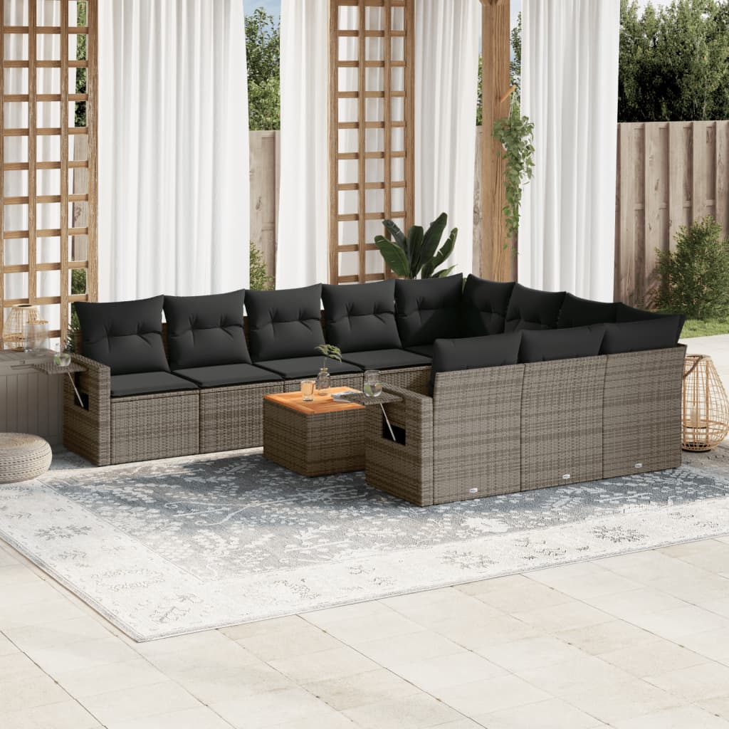 11-Delige Tuinset Met Kussens Poly Rattan