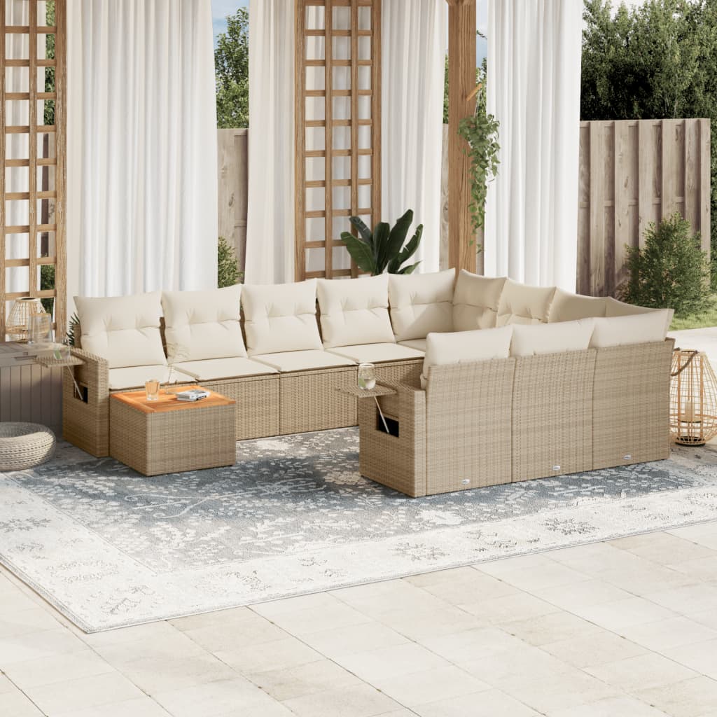 11-Delige Tuinset Met Kussens Poly Rattan