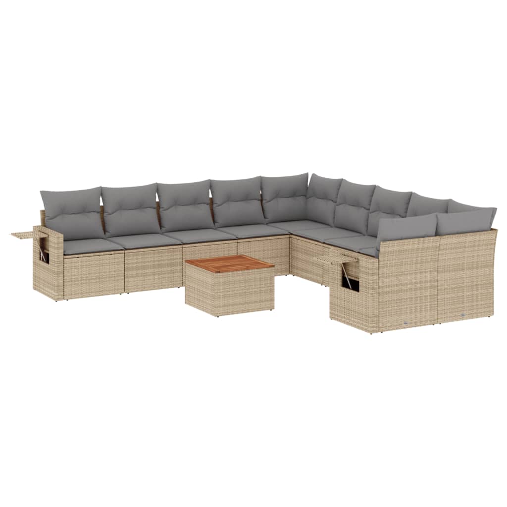 11-Delige Tuinset Met Kussens Poly Rattan