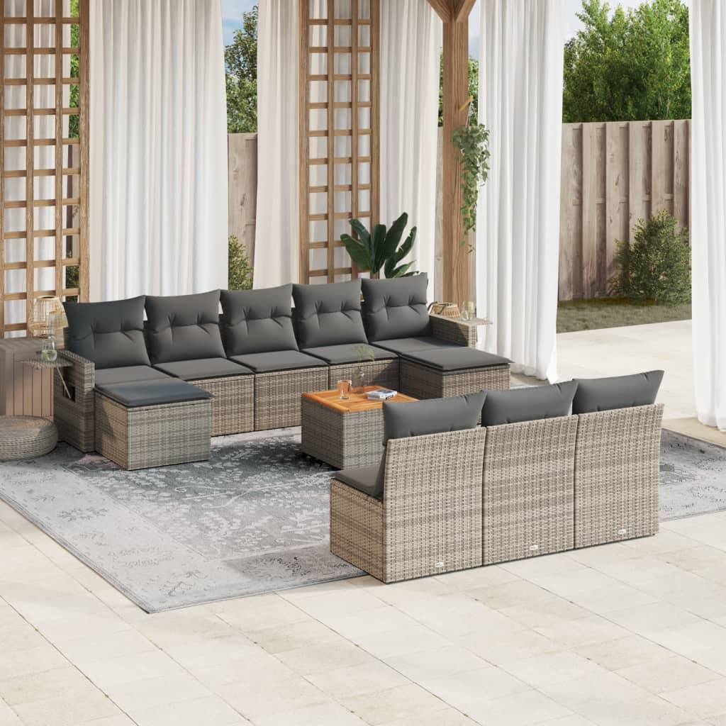 11-Delige Tuinset Met Kussens Poly Rattan