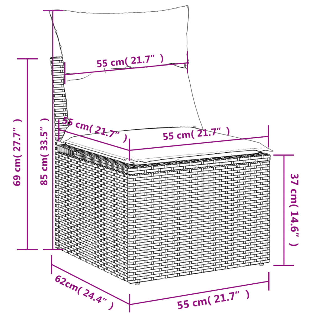 11-Delige Tuinset Met Kussens Poly Rattan