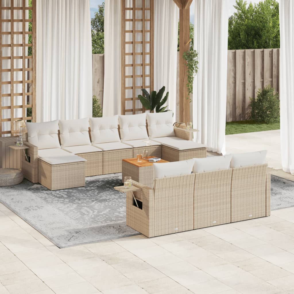 11-Delige Tuinset Met Kussens Poly Rattan