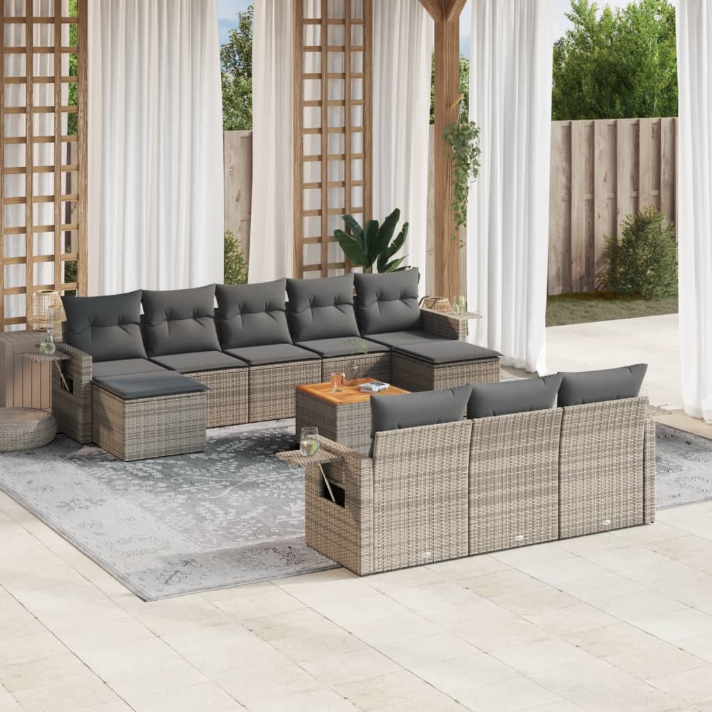 11-Delige Tuinset Met Kussens Poly Rattan