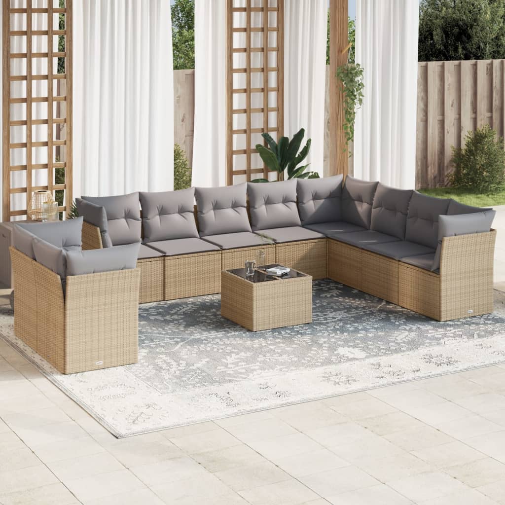 1 Tuinset Met Kussens Poly Rattan