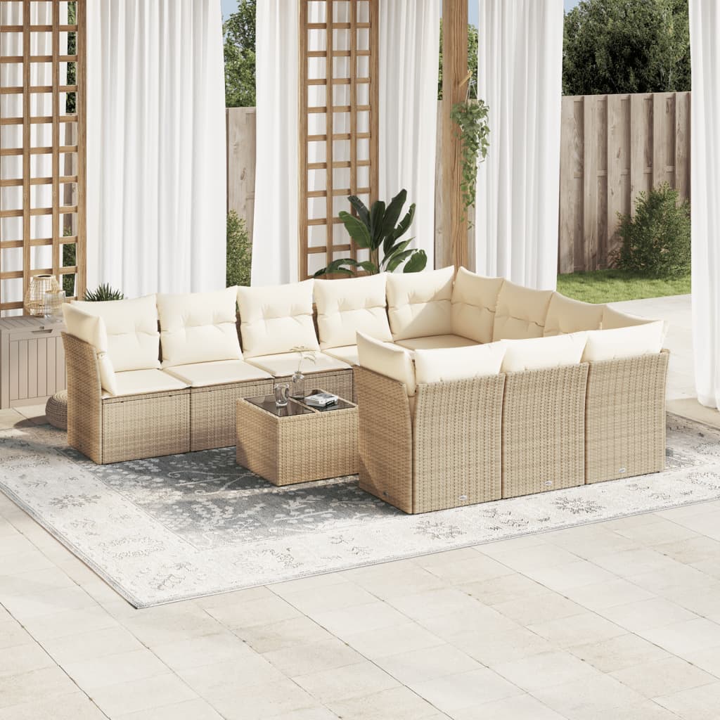 1 Tuinset Met Kussens Poly Rattan