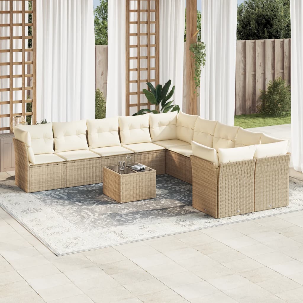 1 Tuinset Met Kussens Poly Rattan
