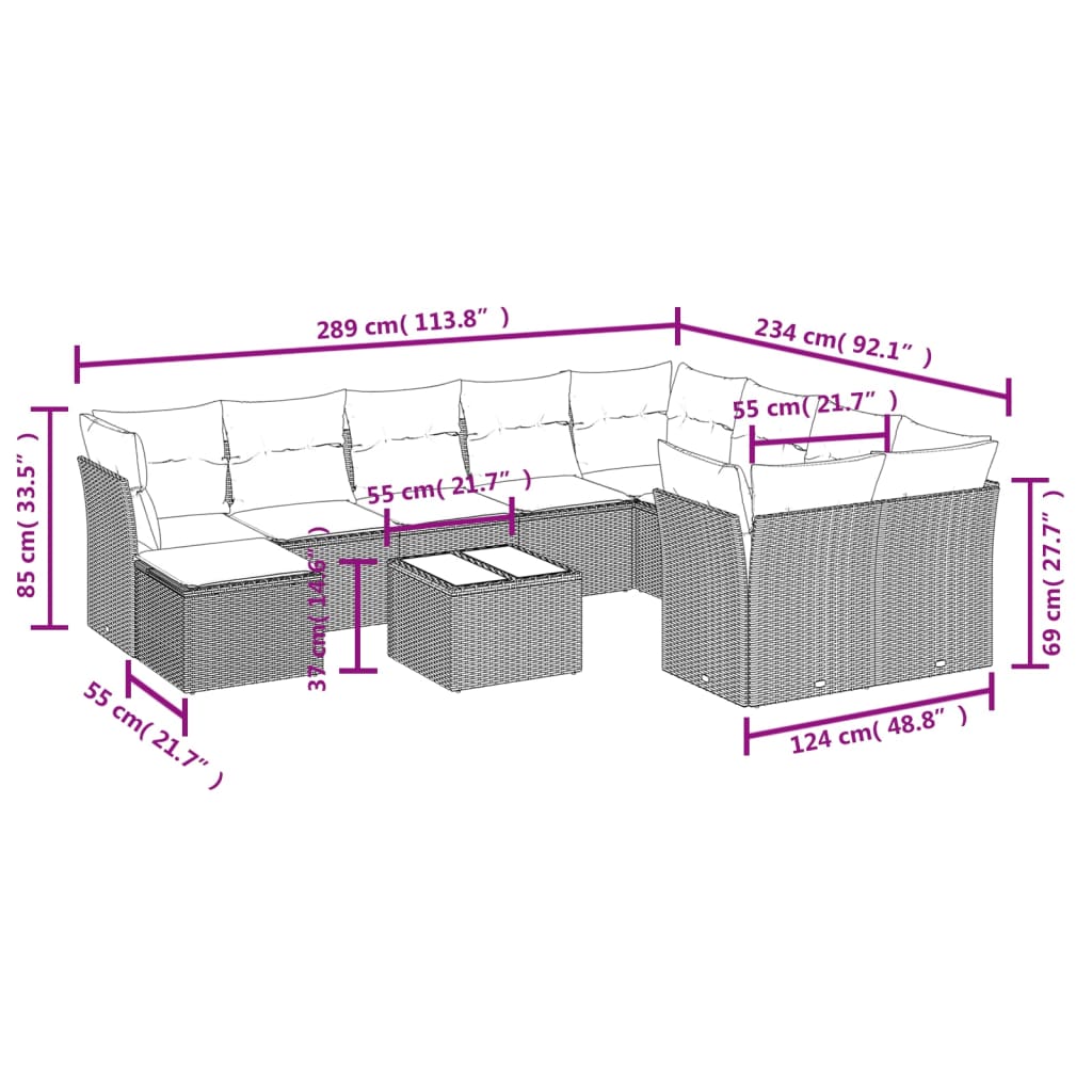 Tuinset Met Kussens Poly Rattan