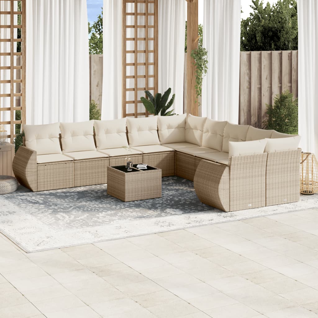 11-Delige Tuinset Met Kussens Poly Rattan