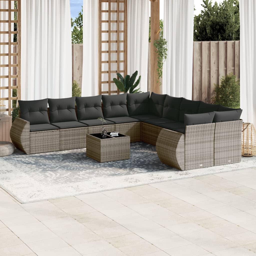 11-Delige Tuinset Met Kussens Poly Rattan