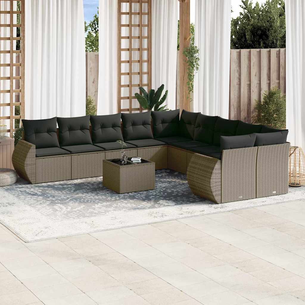 11-Delige Tuinset Met Kussens Poly Rattan