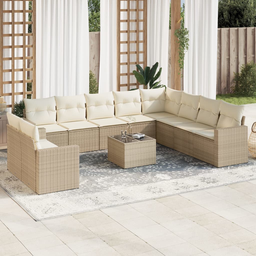 11-Delige Tuinset Met Kussens Poly Rattan