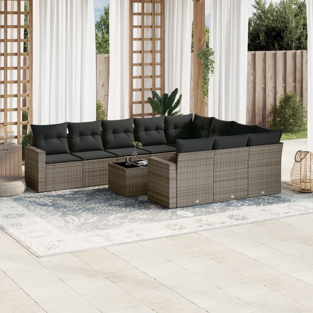 11-Delige Tuinset Met Kussens Poly Rattan
