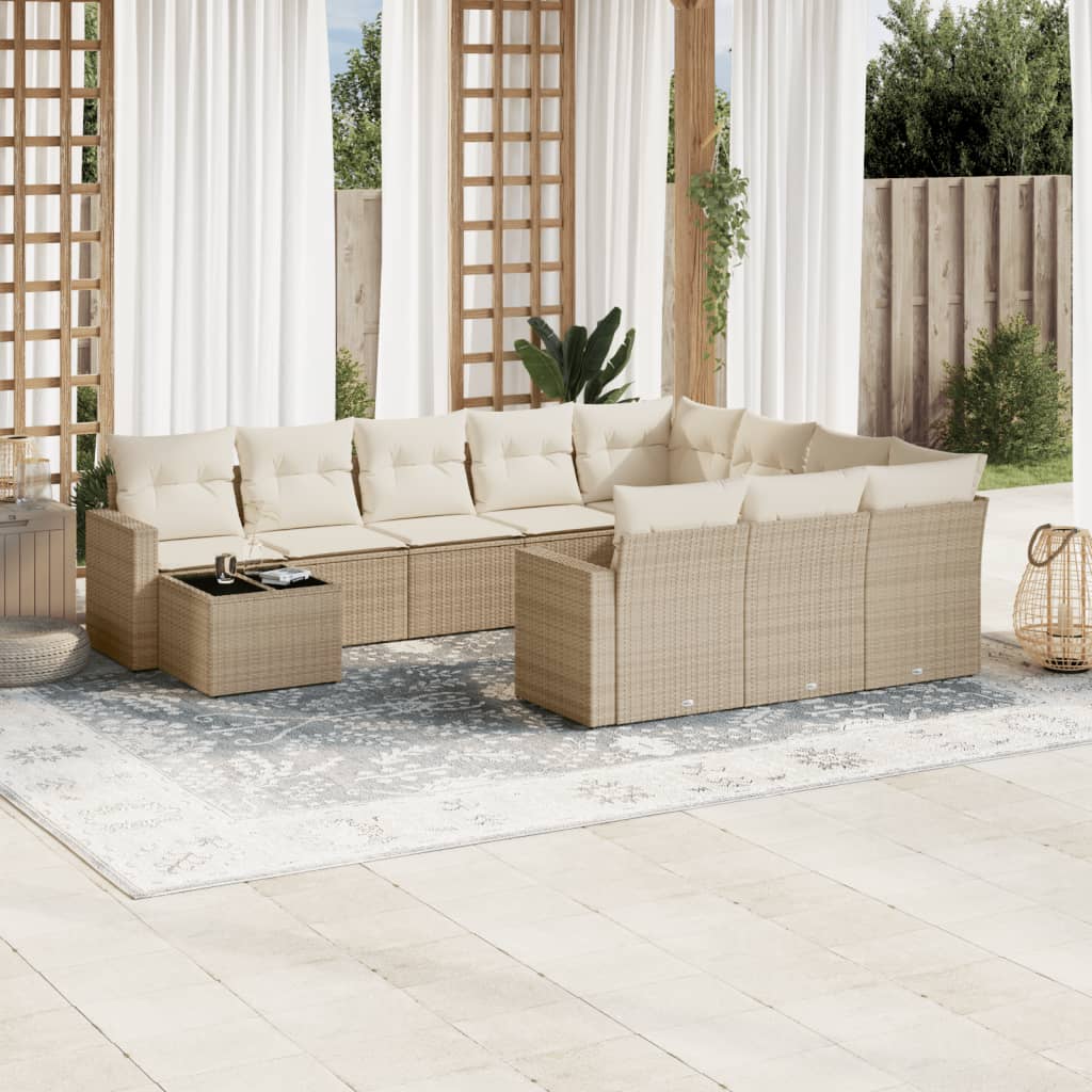 11-Delige Tuinset Met Kussens Poly Rattan