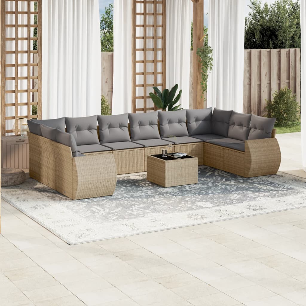 1 Tuinset Met Kussens Poly Rattan