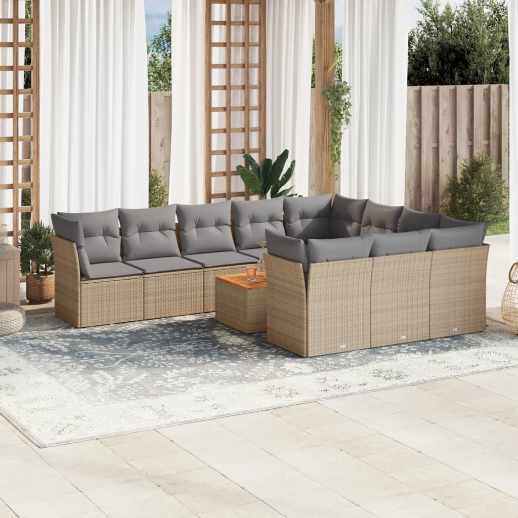1 Tuinset Met Kussens Poly Rattan