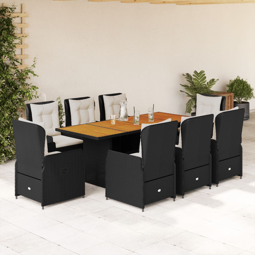 9-Delige Tuinset Met Kussens Poly Rattan
