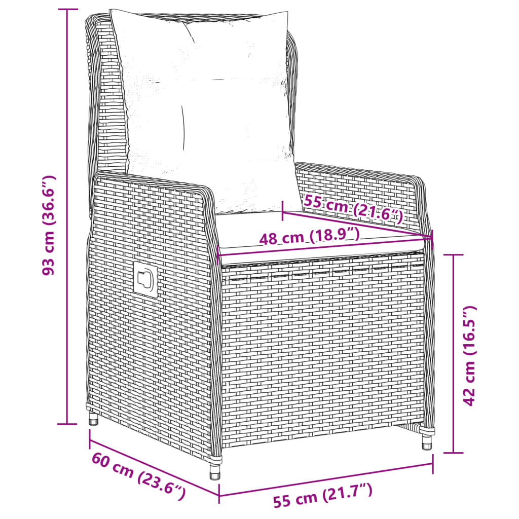9-Delige Tuinset Met Kussens Poly Rattan
