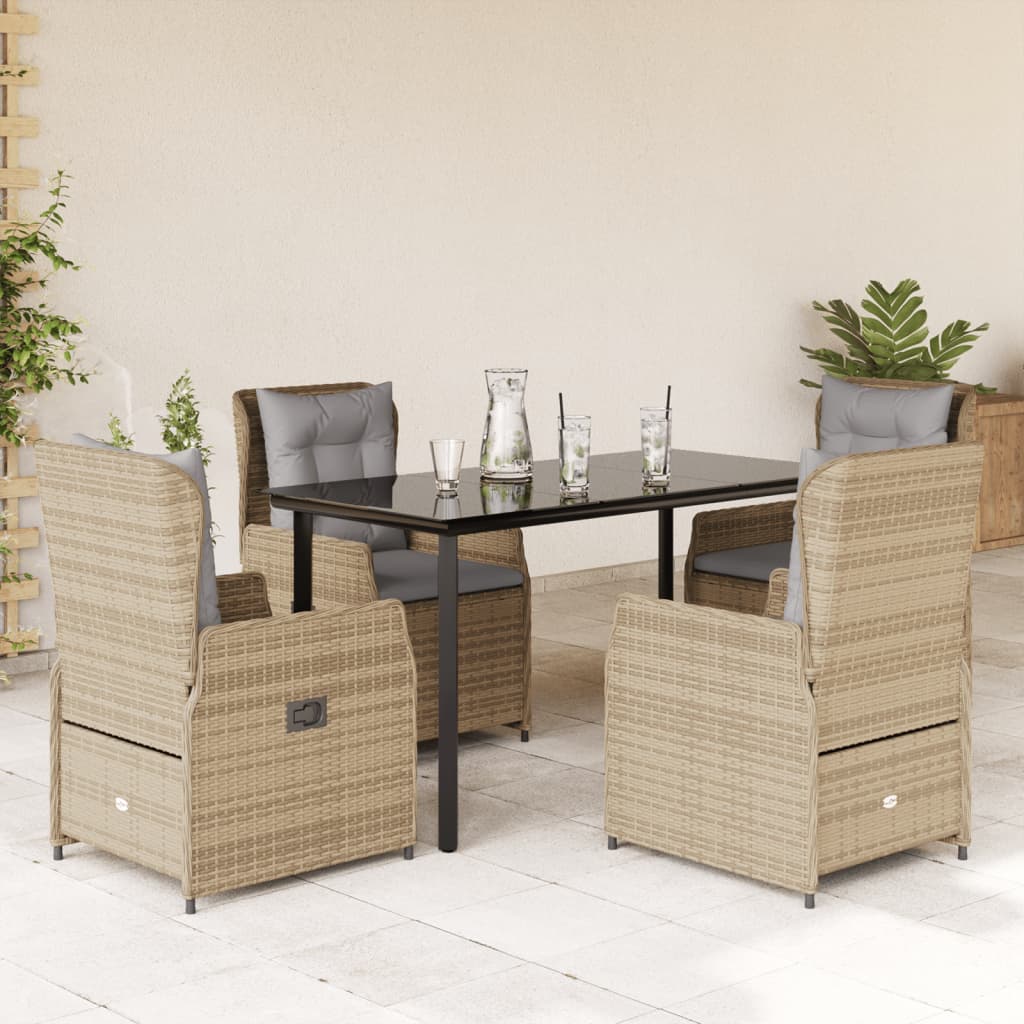 5-Delige Tuinset Met Kussens Poly Rattan