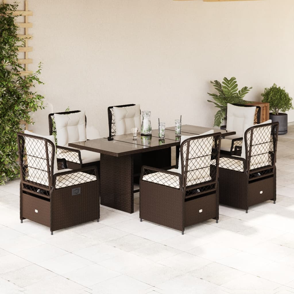 7-Delige Tuinset Met Kussens Poly Rattan