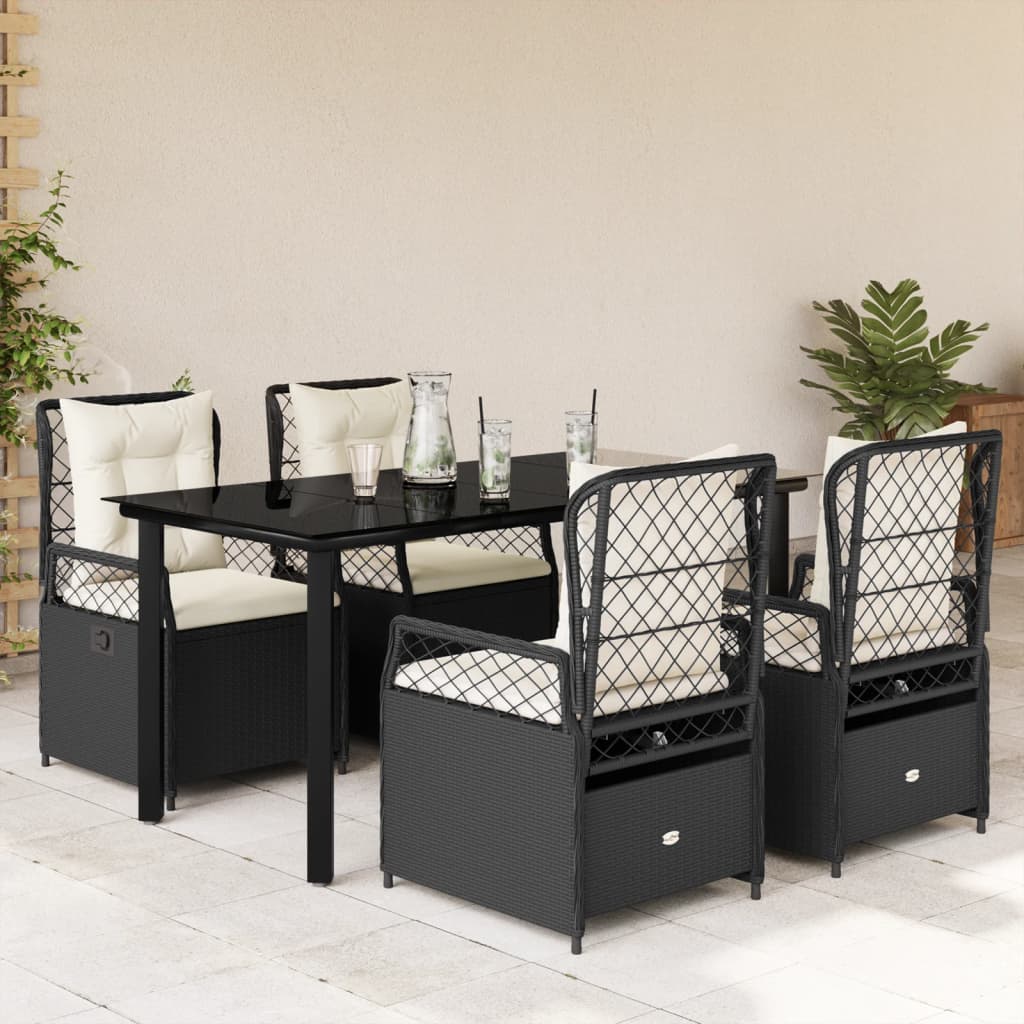 5-Delige Tuinset Met Kussens Poly Rattan