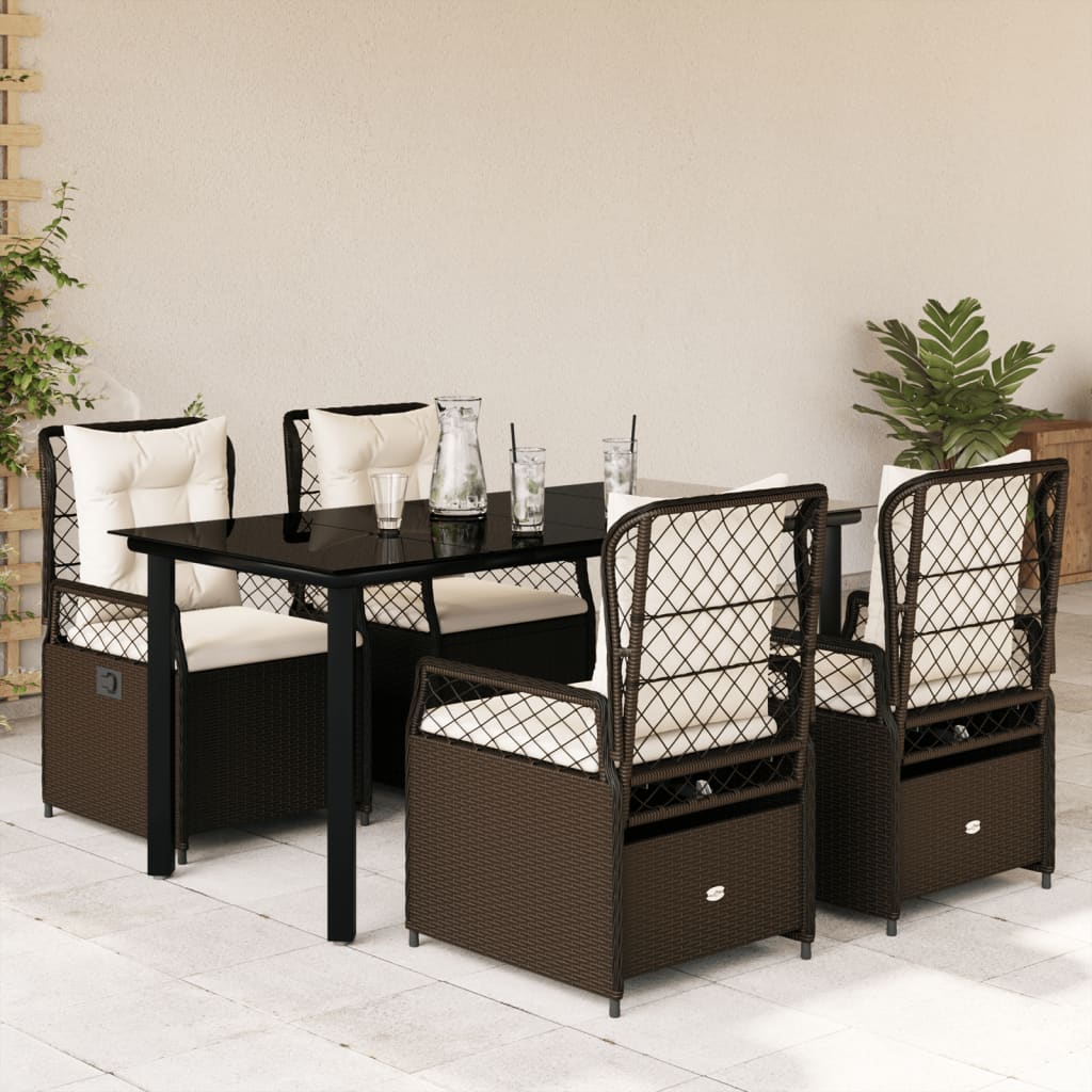 5-Delige Tuinset Met Kussens Poly Rattan