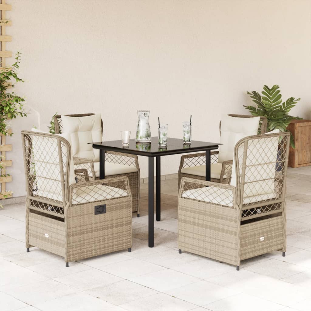 5-Delige Tuinset Met Kussens Poly Rattan
