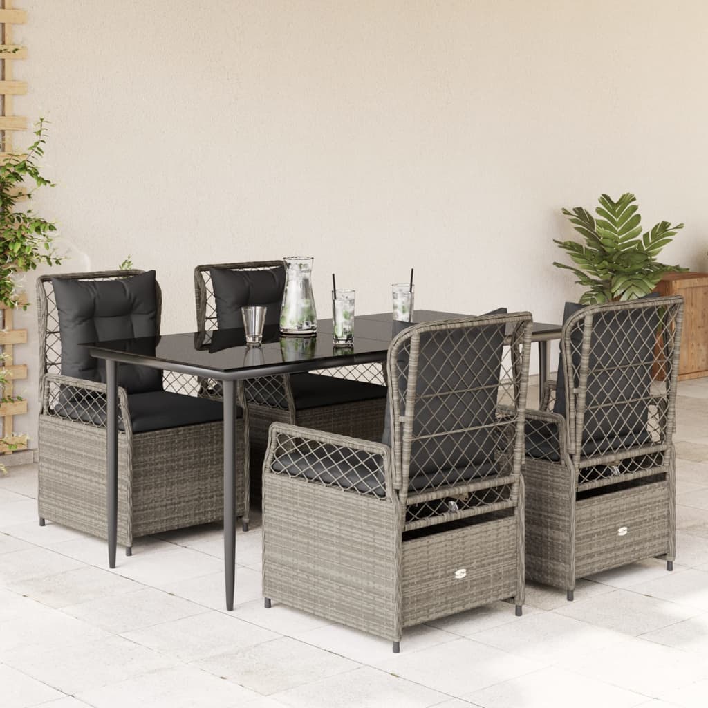 5-Delige Tuinset Met Kussens Poly Rattan