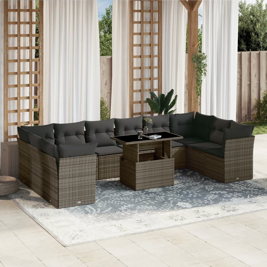 1 Tuinset Met Kussens Poly Rattan