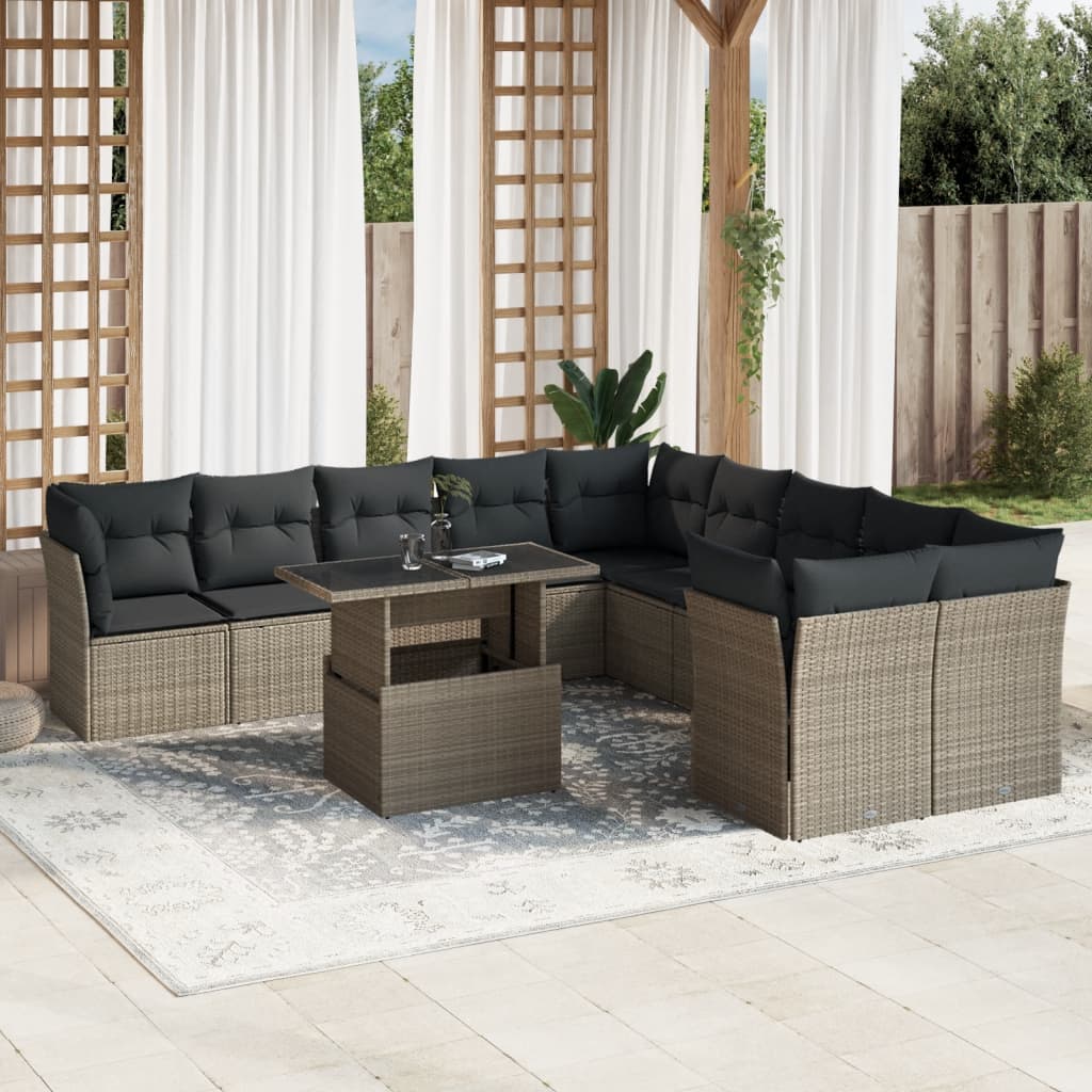 1 Tuinset Met Kussens Poly Rattan