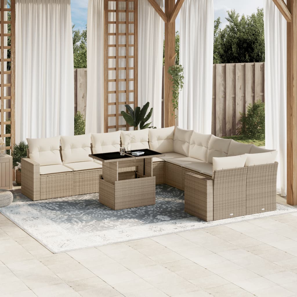 1 Tuinset Met Kussens Poly Rattan