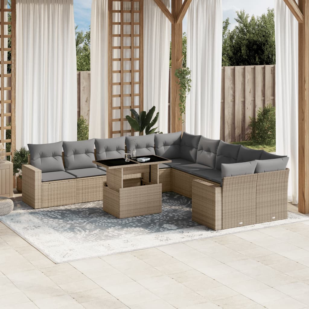 1 Tuinset Met Kussens Poly Rattan