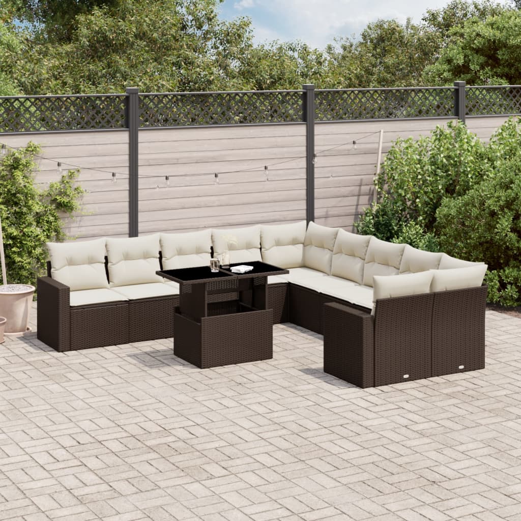 1 Tuinset Met Kussens Poly Rattan