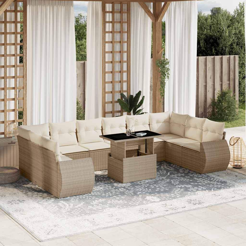 1 Tuinset Met Kussens Poly Rattan