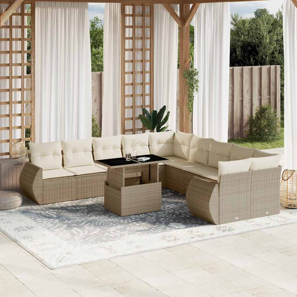 1 Tuinset Met Kussens Poly Rattan
