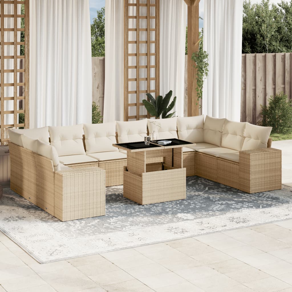 1 Tuinset Met Kussens Poly Rattan