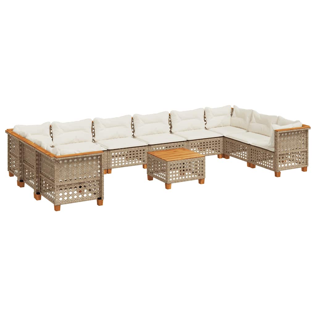 1 Tuinset Met Kussens Poly Rattan Beige