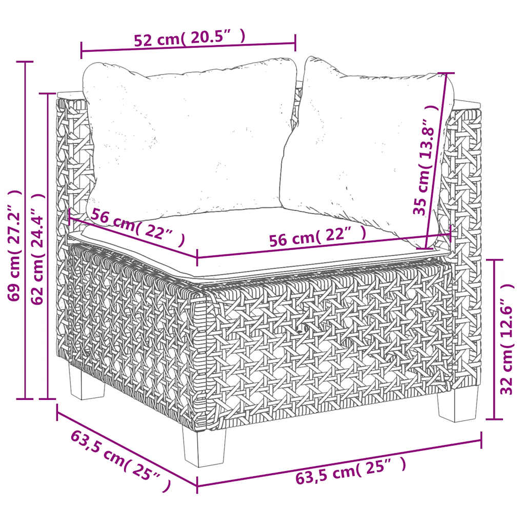 1 Tuinset Met Kussens Poly Rattan Beige