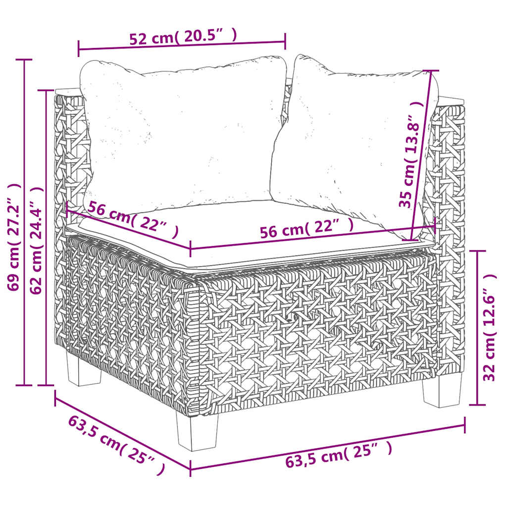 1 Tuinset Met Kussens Poly Rattan Beige