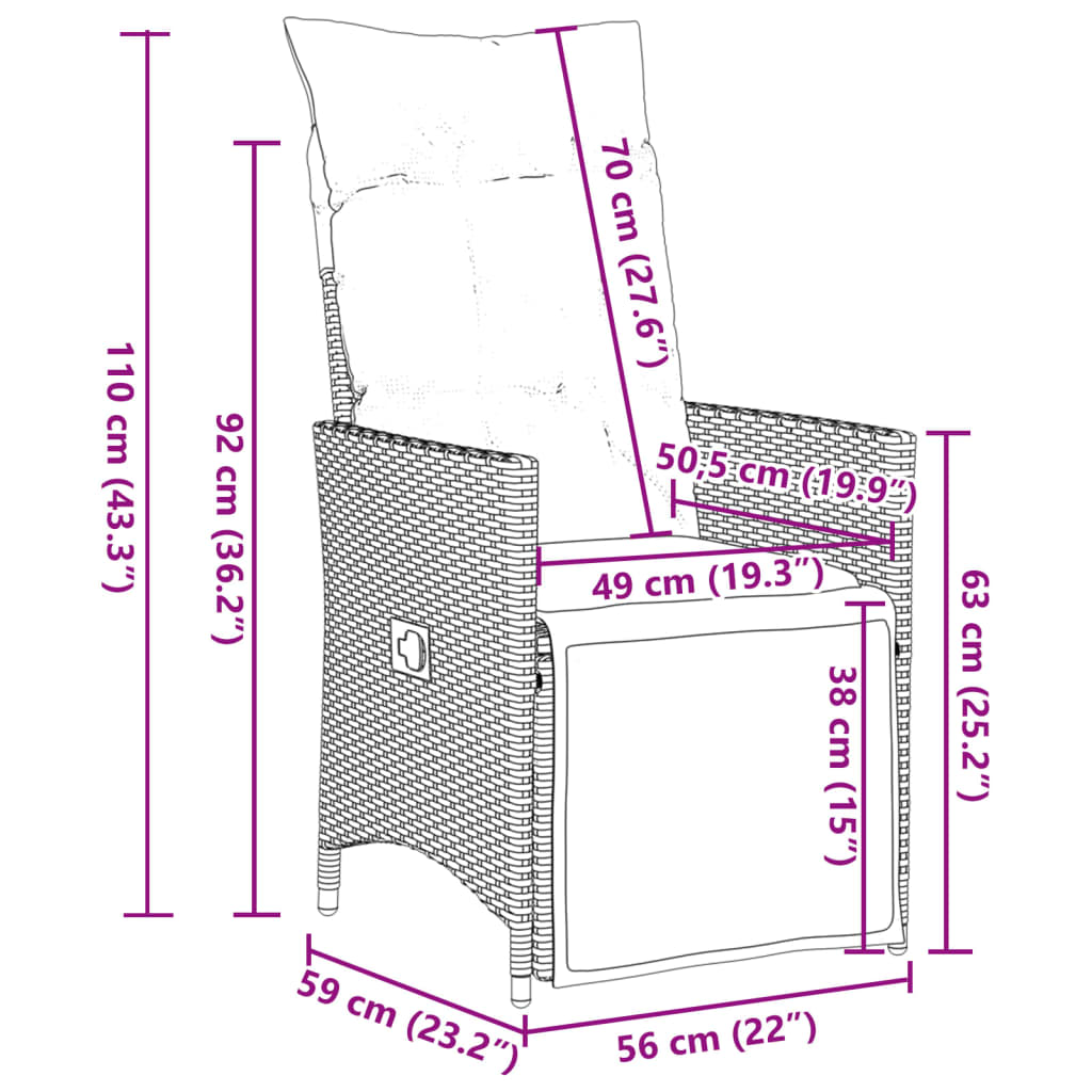 7-Delige Tuinset Met Kussens Poly Rattan Grijs