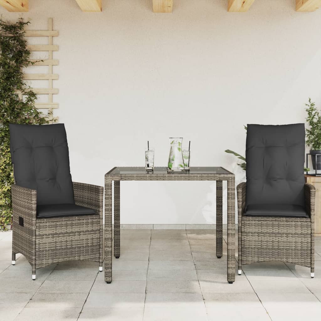 5-Delige Tuinset Met Kussens Poly Rattan Grijs
