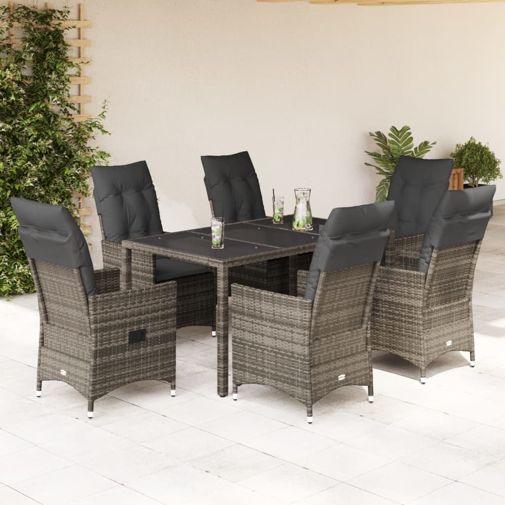 5-Delige Tuinset Met Kussens Poly Rattan Grijs