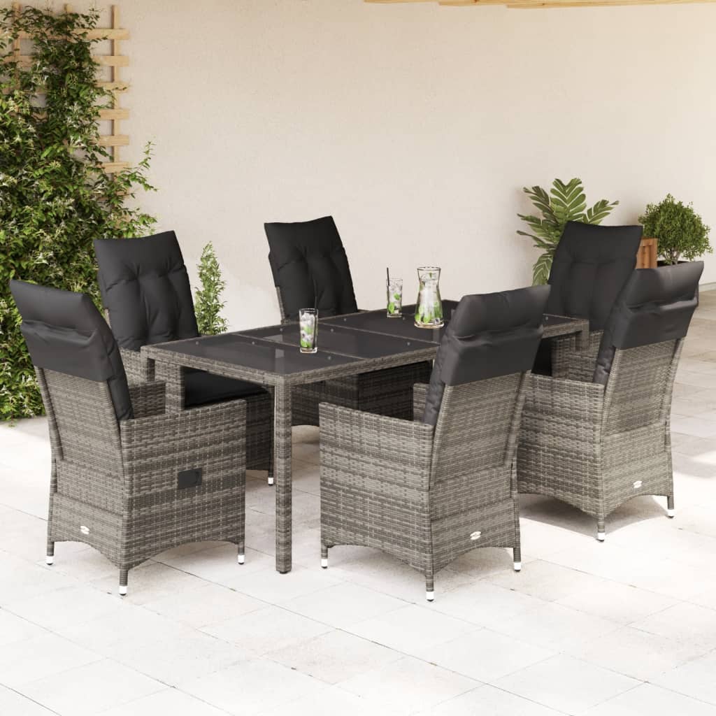 5-Delige Tuinset Met Kussens Poly Rattan Grijs