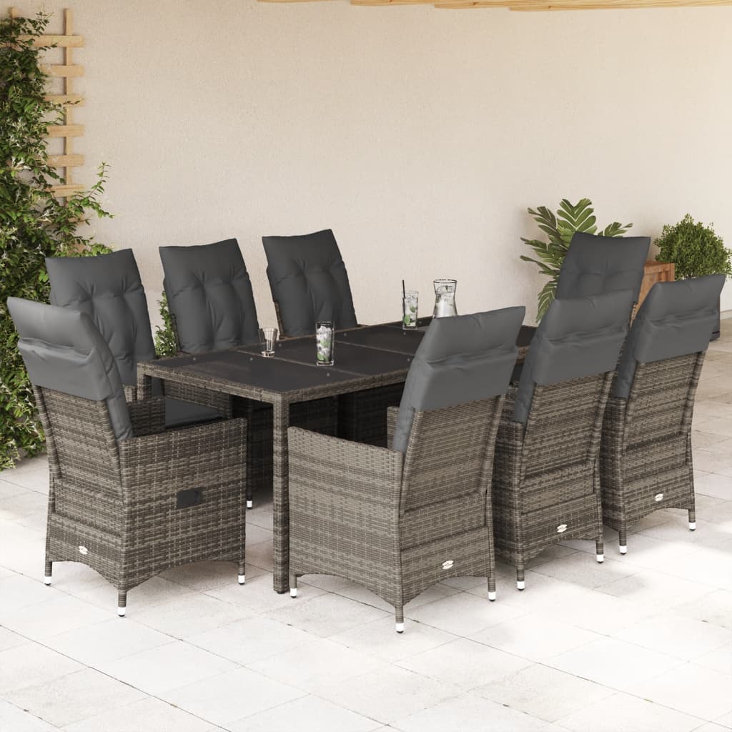 5-Delige Tuinset Met Kussens Poly Rattan Grijs
