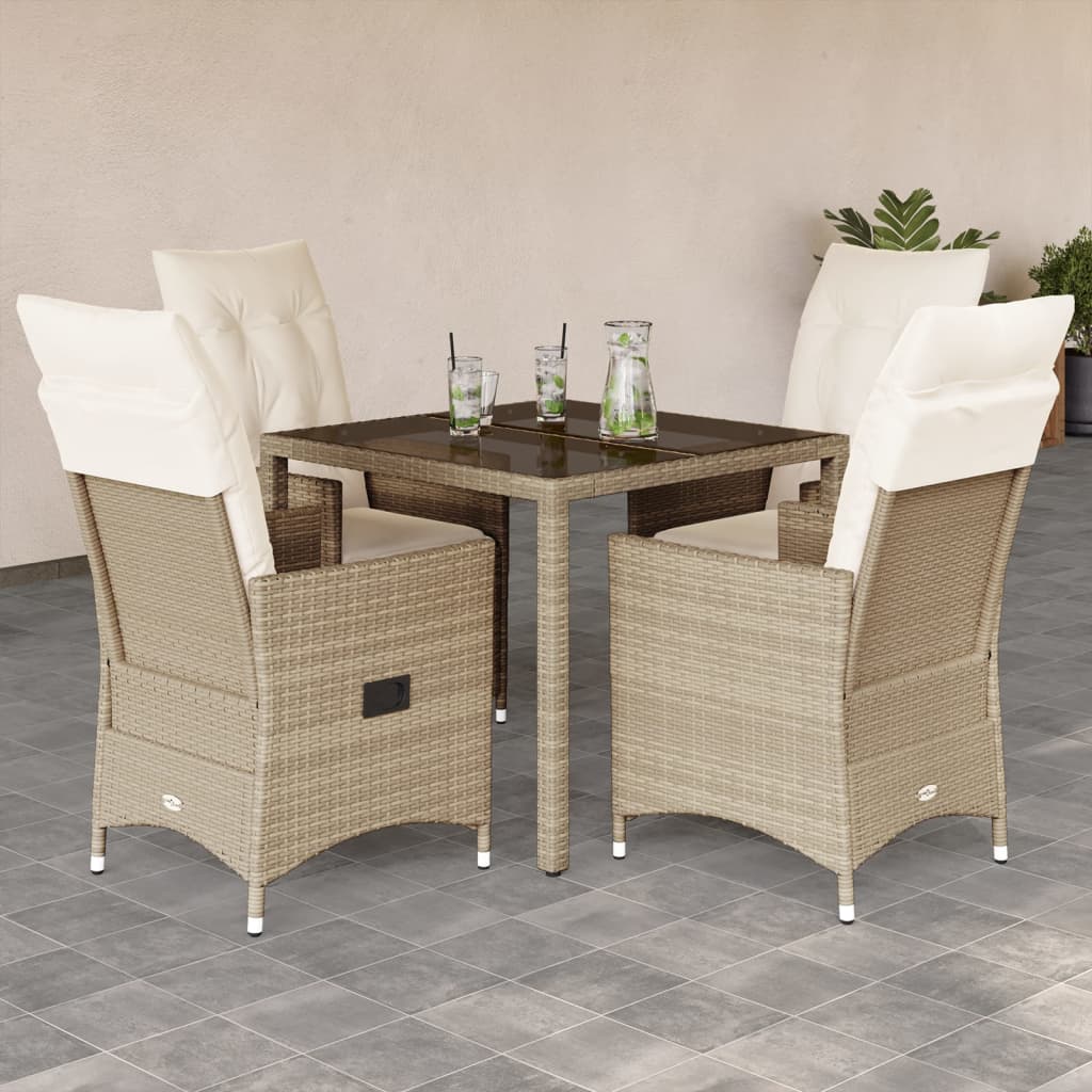 9-Delige Tuinset Met Kussens Poly Rattan Beige