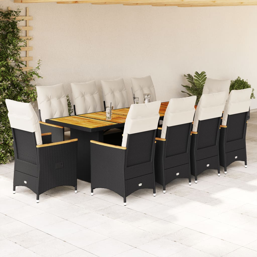 9-Delige Tuinset Met Kussens Poly Rattan Zwart