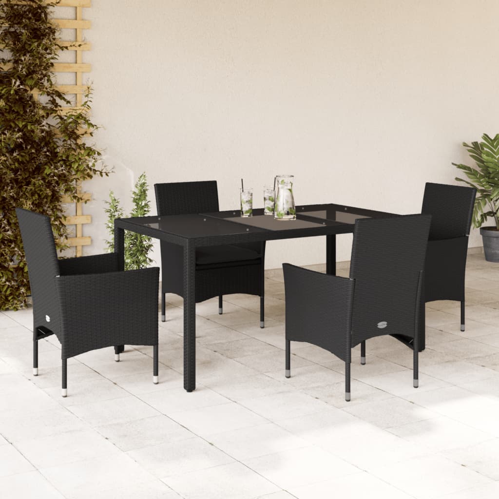 3-Delige Tuinset Met Kussens Poly Rattan En Glas
