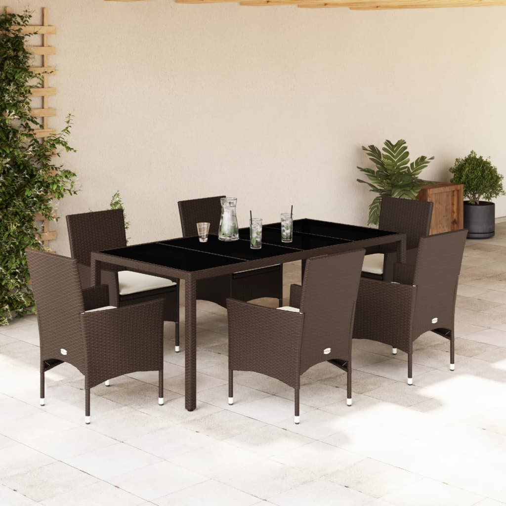 3-Delige Tuinset Met Kussens Poly Rattan En Glas