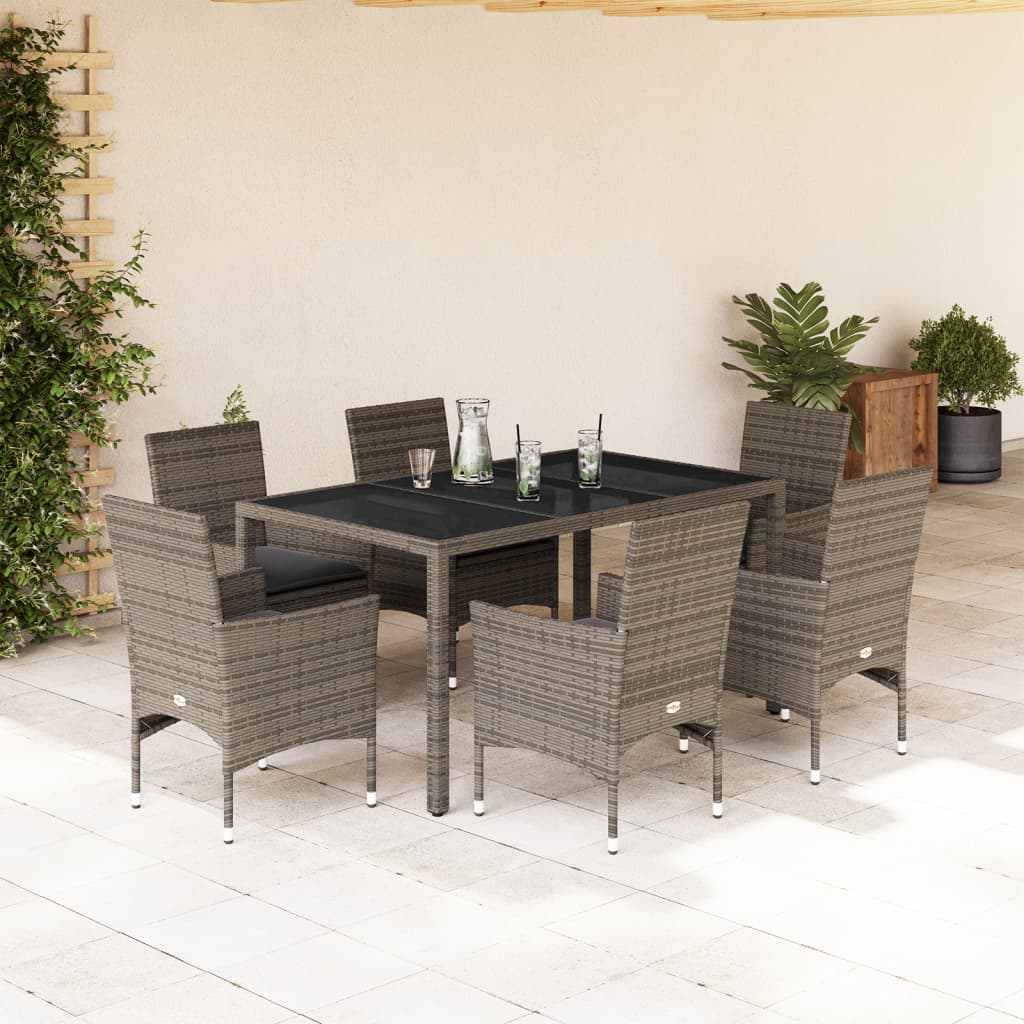 3-Delige Tuinset Met Kussens Poly Rattan En Glas