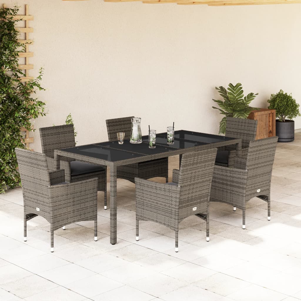 3-Delige Tuinset Met Kussens Poly Rattan En Glas