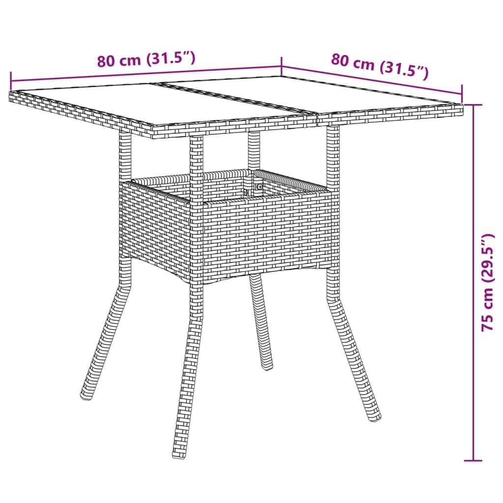 5-Delige Tuinset Met Kussens Poly Rattan En Glas